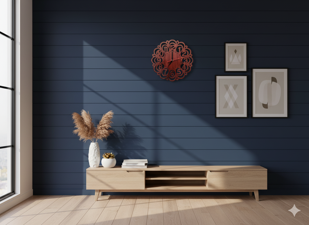 Artisan CNC-Cut Wooden Wall Clock | Leaf & Vine Style | Silent 6mm | Woodish Walls