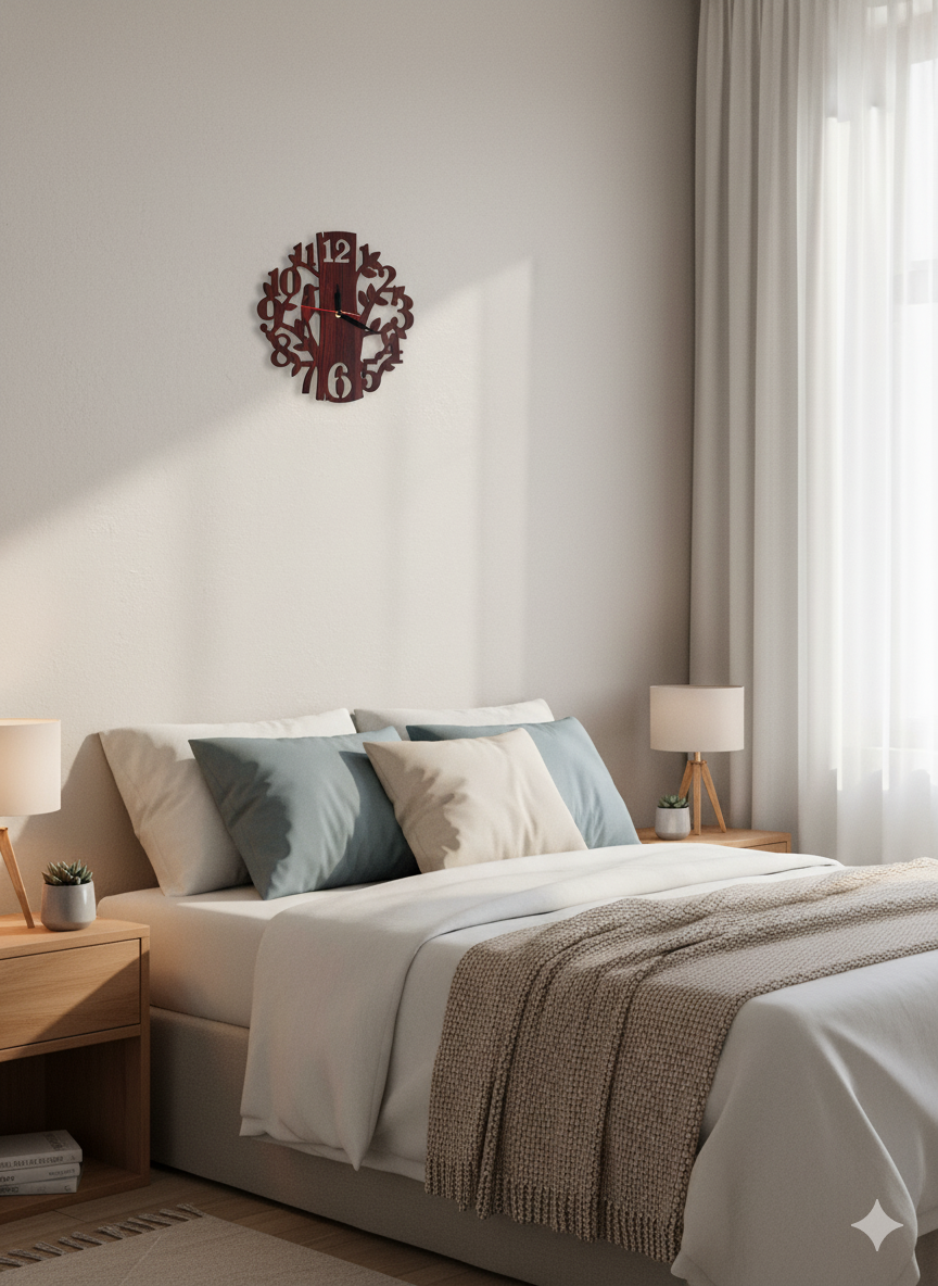 🕒 Woodish Walls CNC-Cut 6mm Plywood Wall Clock – Modern Wooden Wall Décor