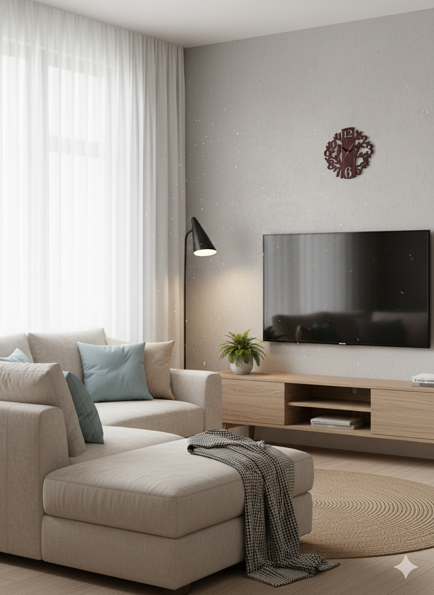 🕒 Woodish Walls CNC-Cut 6mm Plywood Wall Clock – Modern Wooden Wall Décor