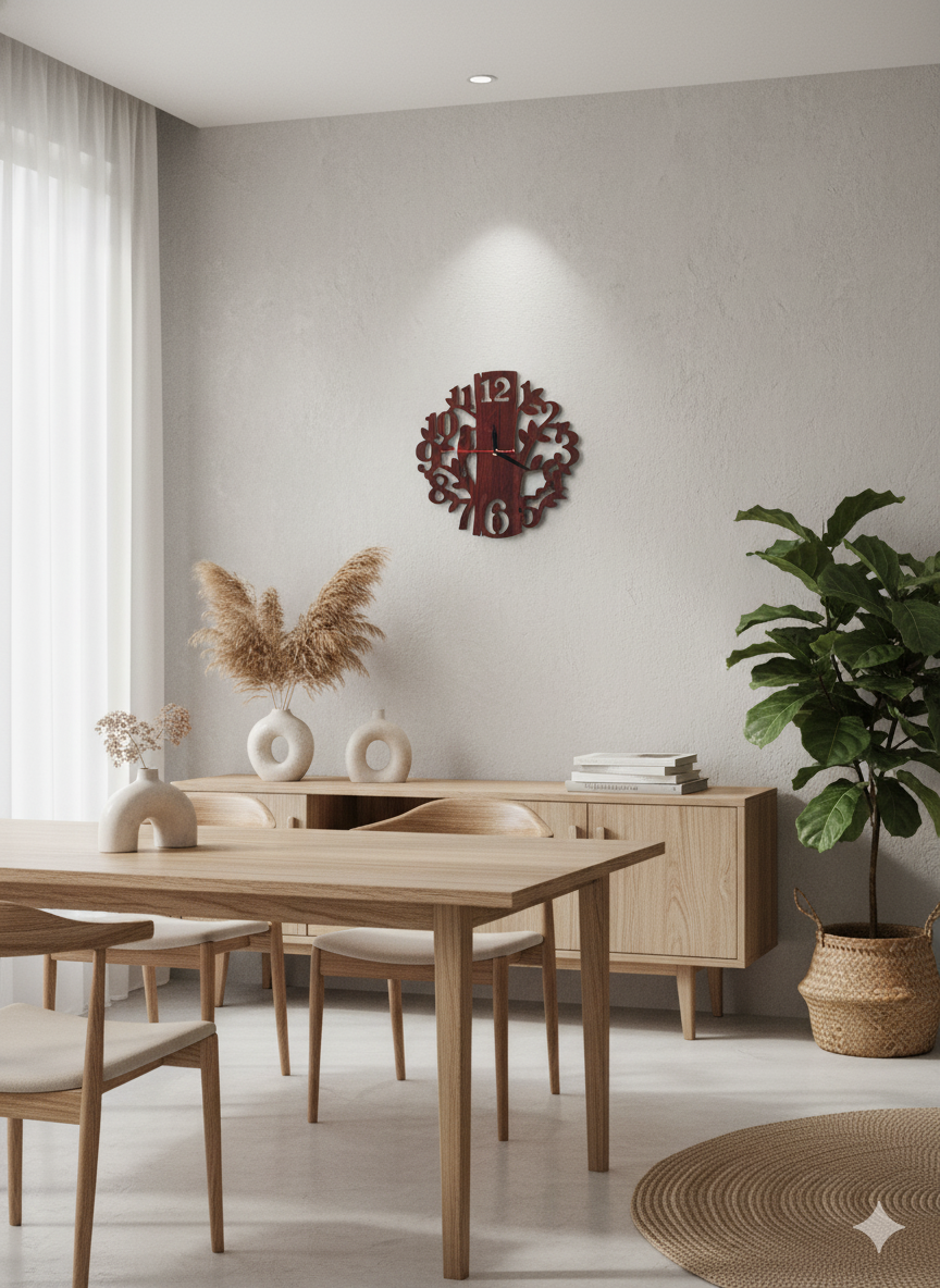 🕒 Woodish Walls CNC-Cut 6mm Plywood Wall Clock – Modern Wooden Wall Décor