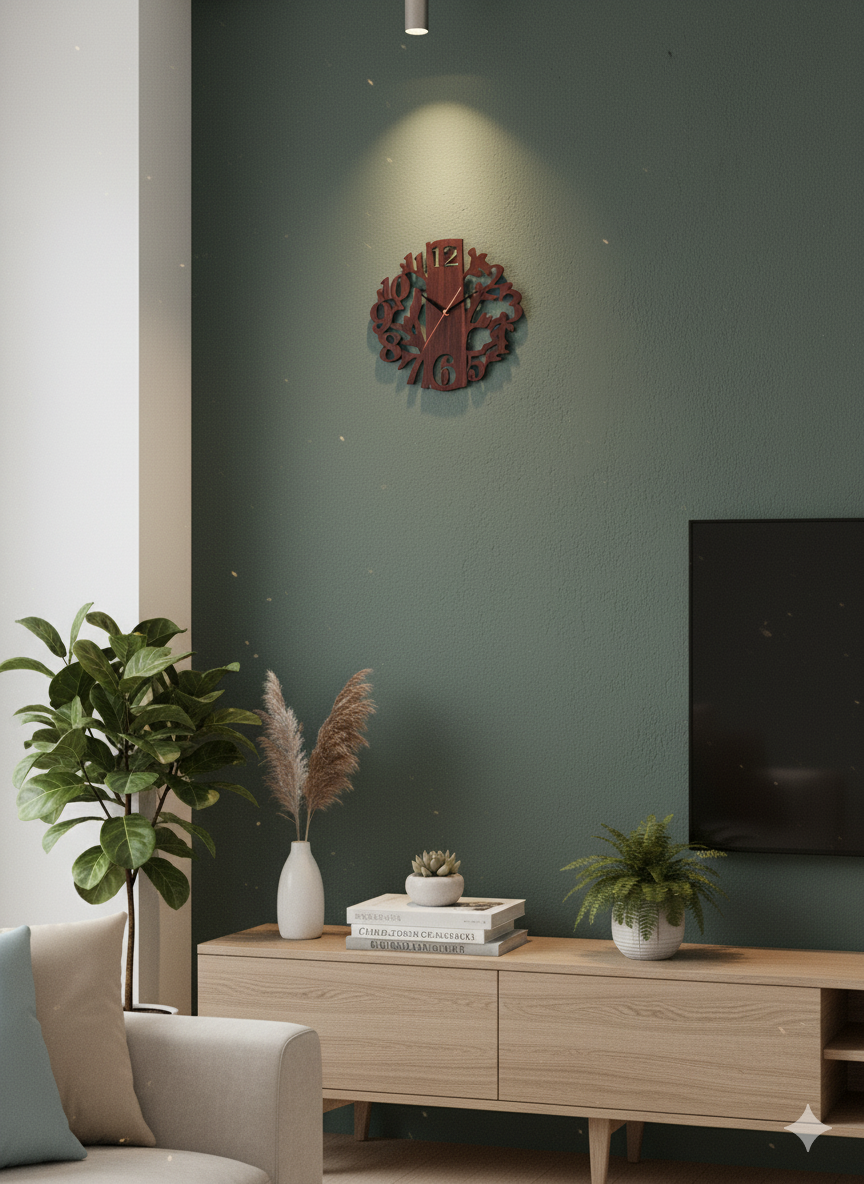 🕒 Woodish Walls CNC-Cut 6mm Plywood Wall Clock – Modern Wooden Wall Décor