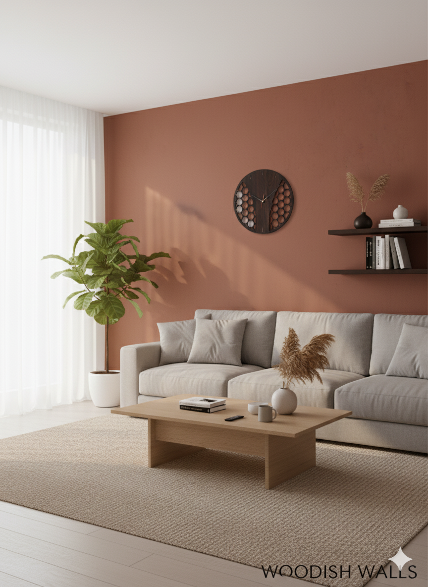 🕒 Honey Design Wooden Wall Clock – Modern Wall Décor by Woodish Walls
