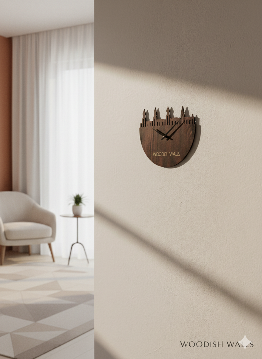 Woodish Walls 6mm Plywood Wall Clock – Minimalist Wooden Wall Décor | with Modern Design