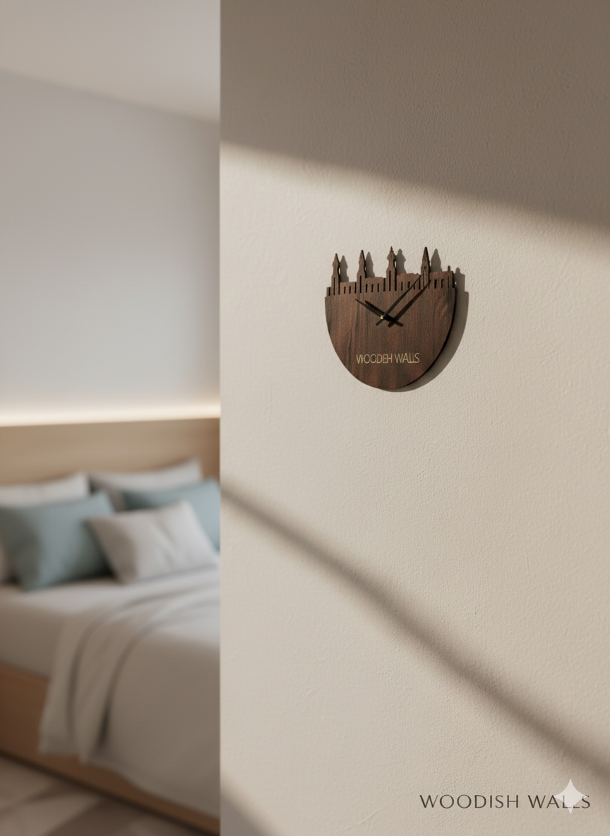 Woodish Walls 6mm Plywood Wall Clock – Minimalist Wooden Wall Décor | with Modern Design