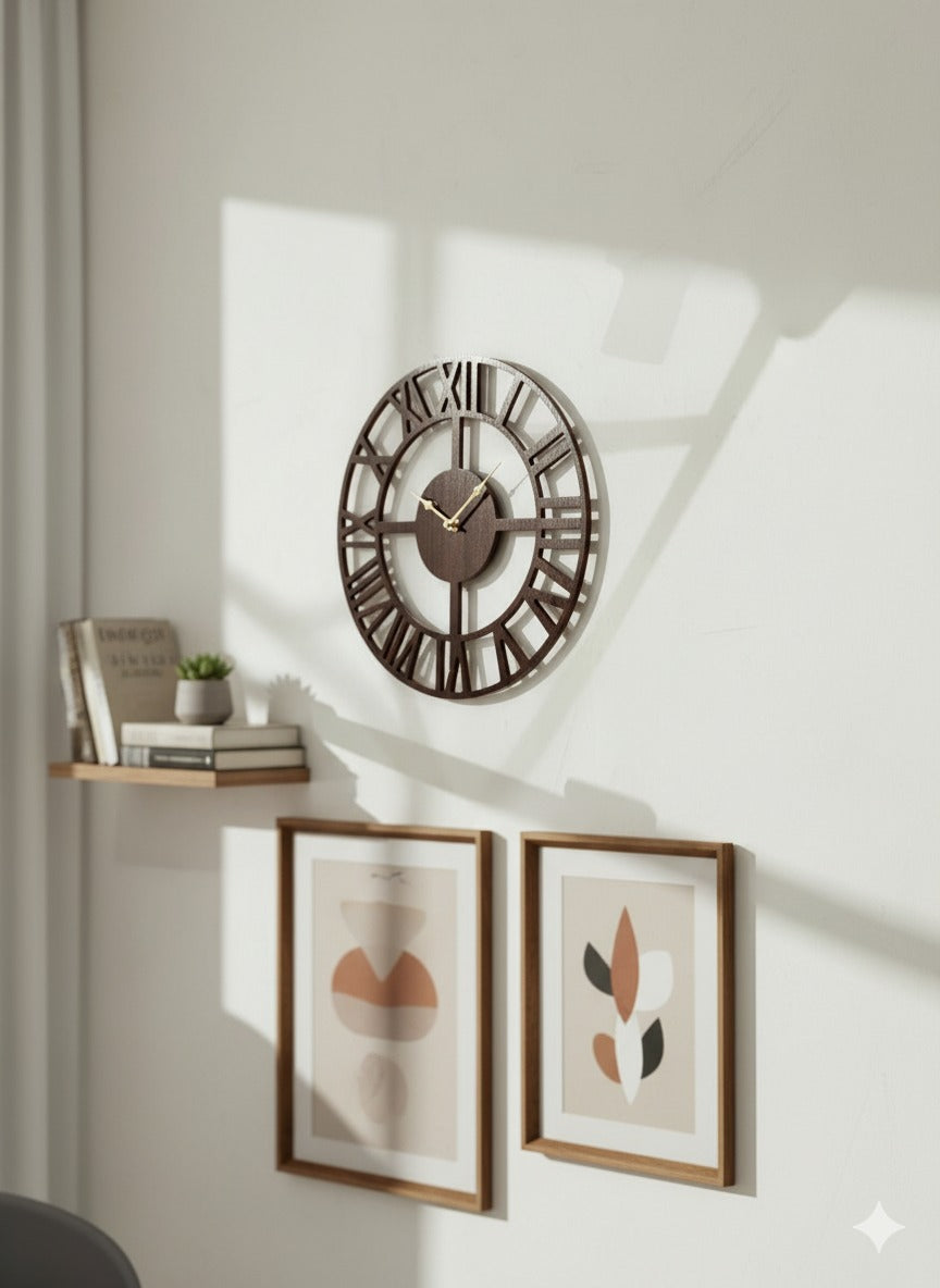🕰️ Roman Design Wall Clock – Handcrafted Elegance by WOODISH WALLS