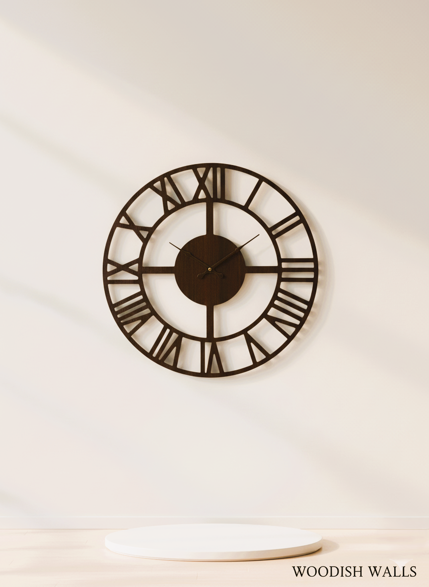 🕰️ Roman Design Wall Clock – Handcrafted Elegance by WOODISH WALLS