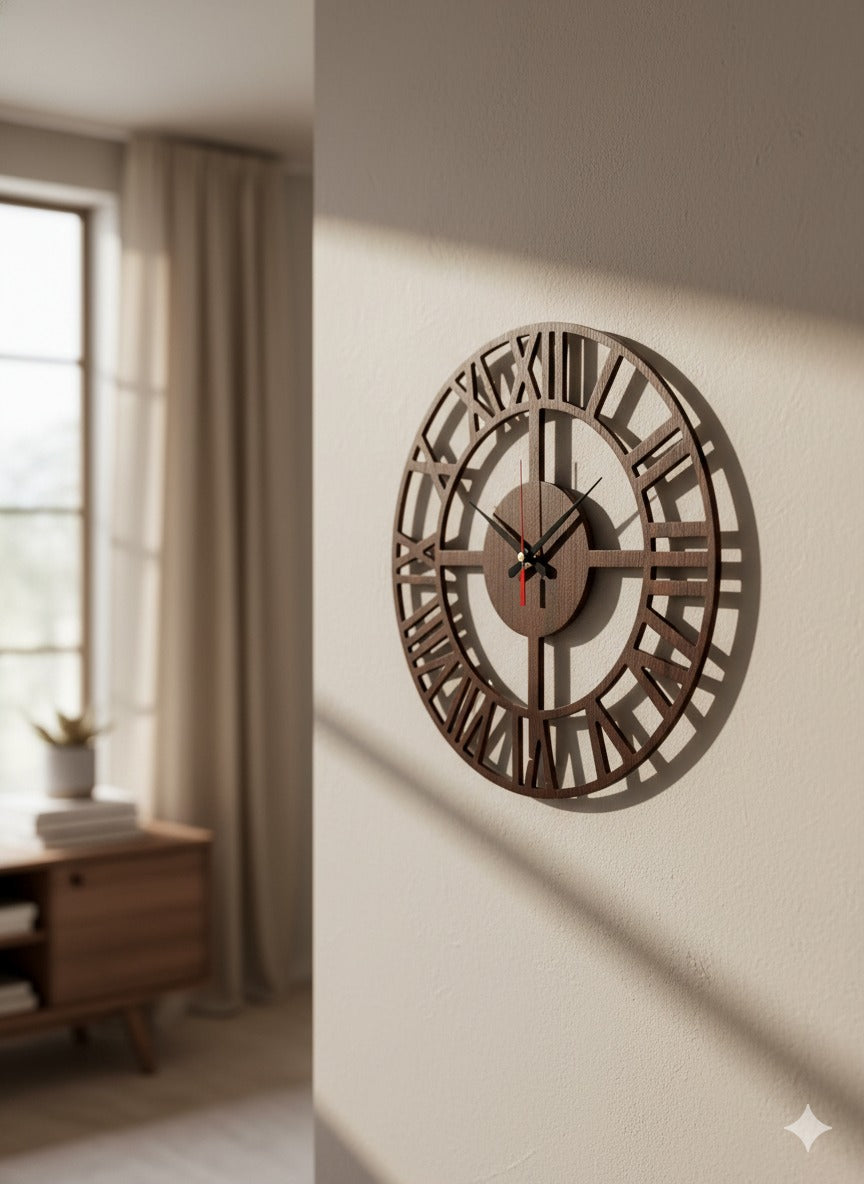 🕰️ Roman Design Wall Clock – Handcrafted Elegance by WOODISH WALLS