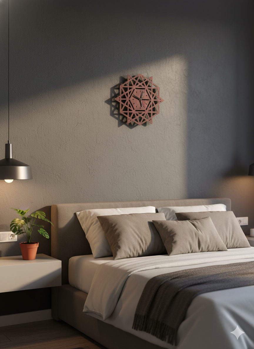 Artisan CNC-Cut Wooden Wall Clock - Modern Geometric Masterpiece | 6mm Thick | Woodish Walls