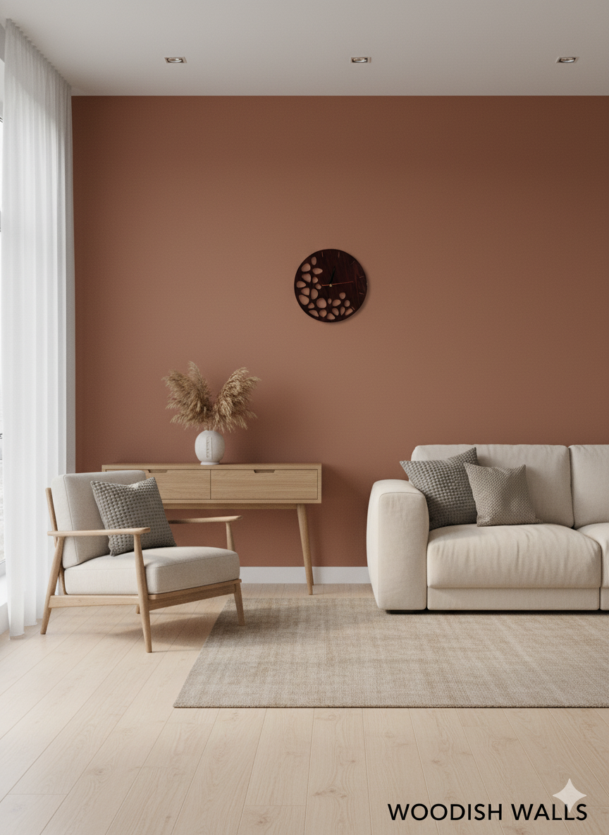 Modern Wooden Wall Clock – 6mm CNC Cut Plywood | Handmade Minimalist Home Décor by Woodish Walls