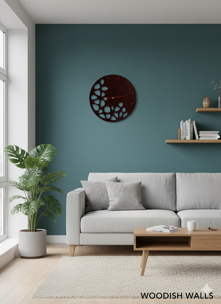 Modern Wooden Wall Clock – 6mm CNC Cut Plywood | Handmade Minimalist Home Décor by Woodish Walls