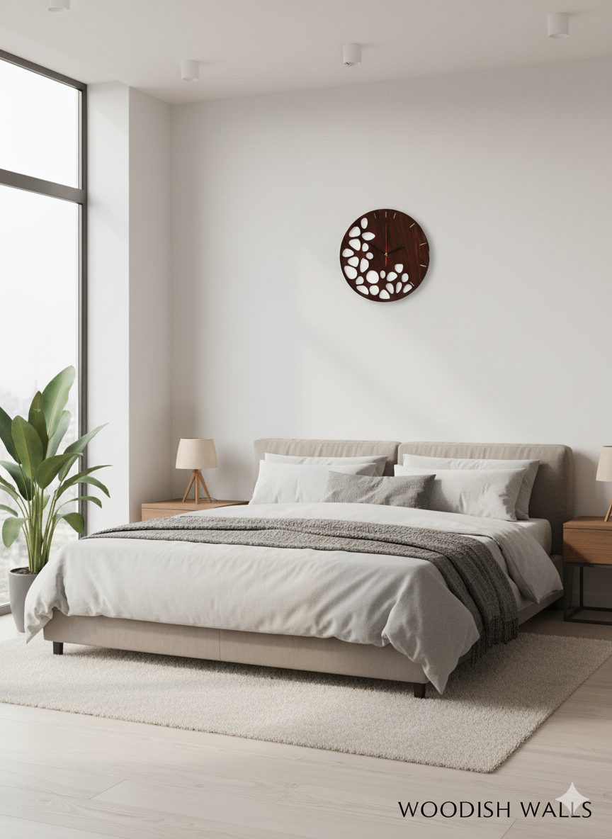 Modern Wooden Wall Clock – 6mm CNC Cut Plywood | Handmade Minimalist Home Décor by Woodish Walls