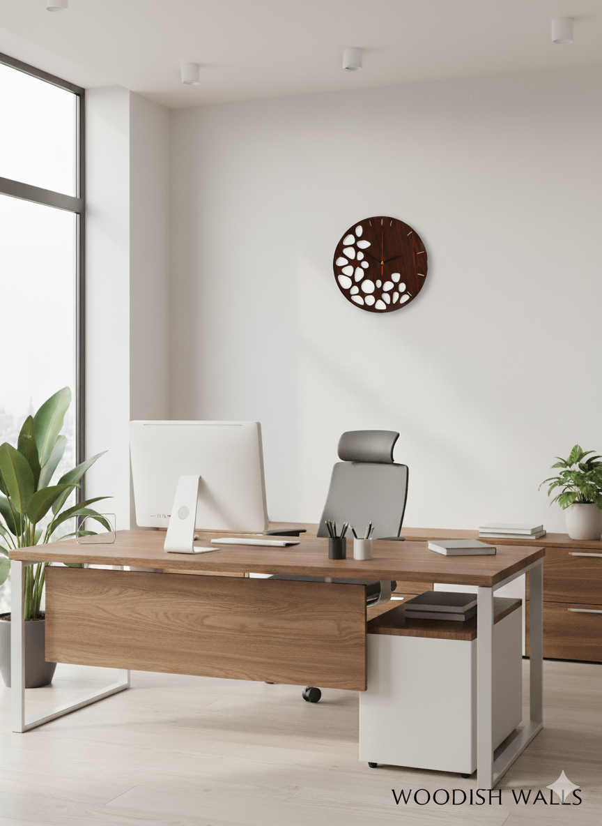 Modern Wooden Wall Clock – 6mm CNC Cut Plywood | Handmade Minimalist Home Décor by Woodish Walls