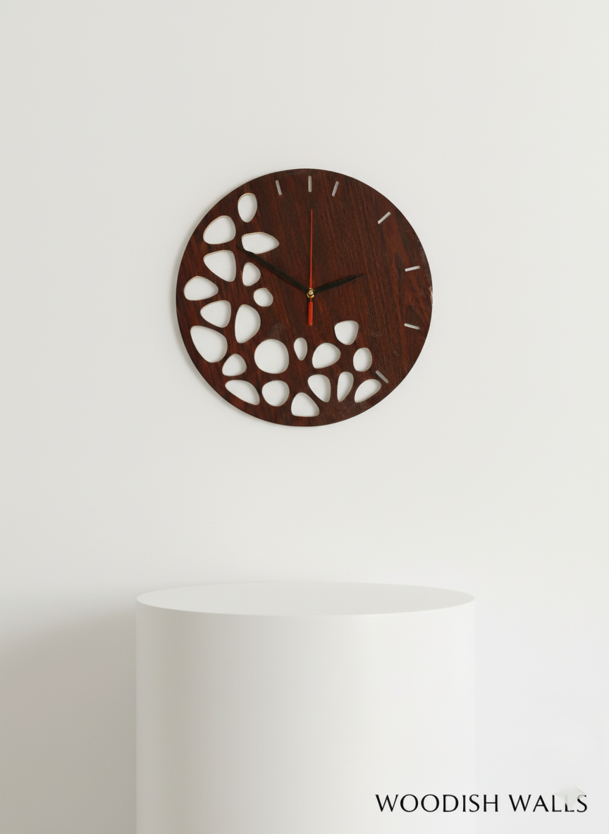 Modern Wooden Wall Clock – 6mm CNC Cut Plywood | Handmade Minimalist Home Décor by Woodish Walls