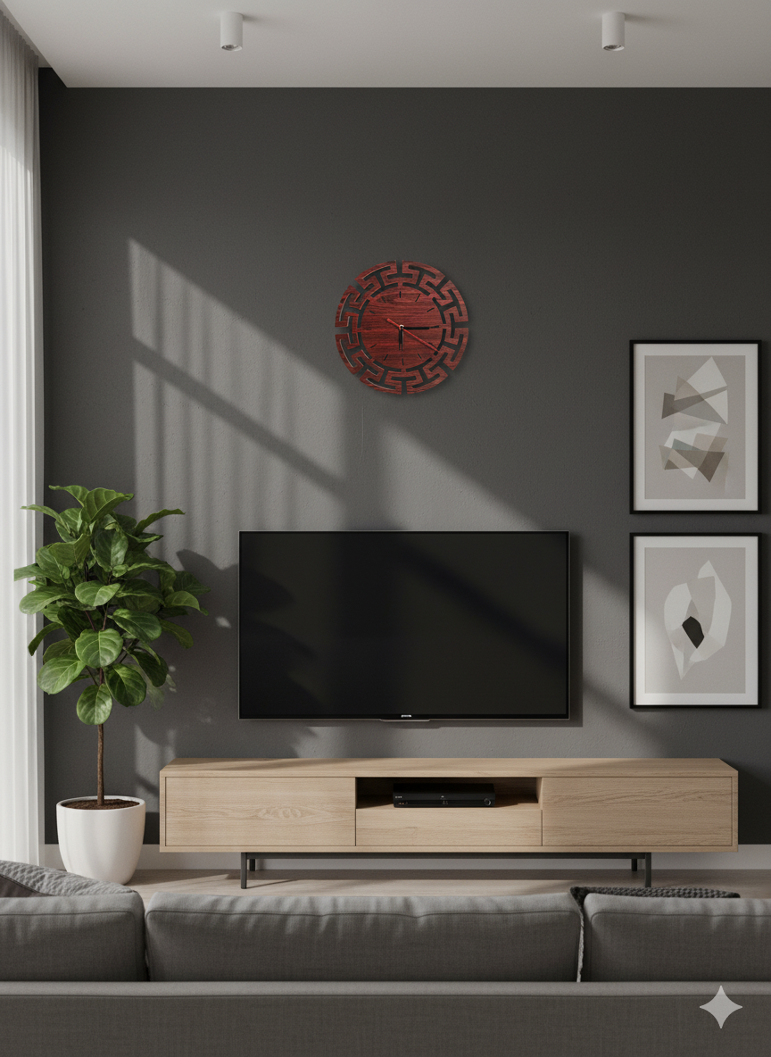 Luxury CNC Wooden Wall Clock | Versace Style Medusa | Silent 6mm | Woodish Walls