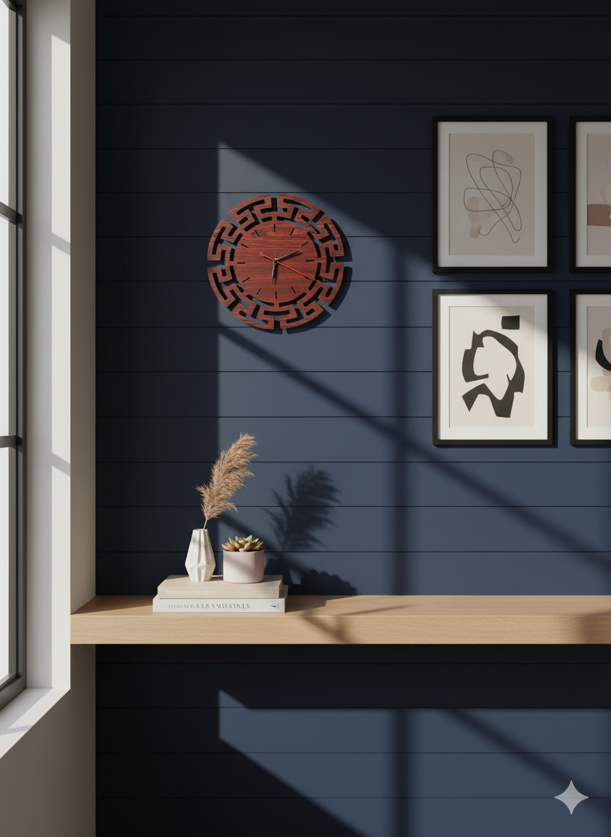 Luxury CNC Wooden Wall Clock | Versace Style Medusa | Silent 6mm | Woodish Walls