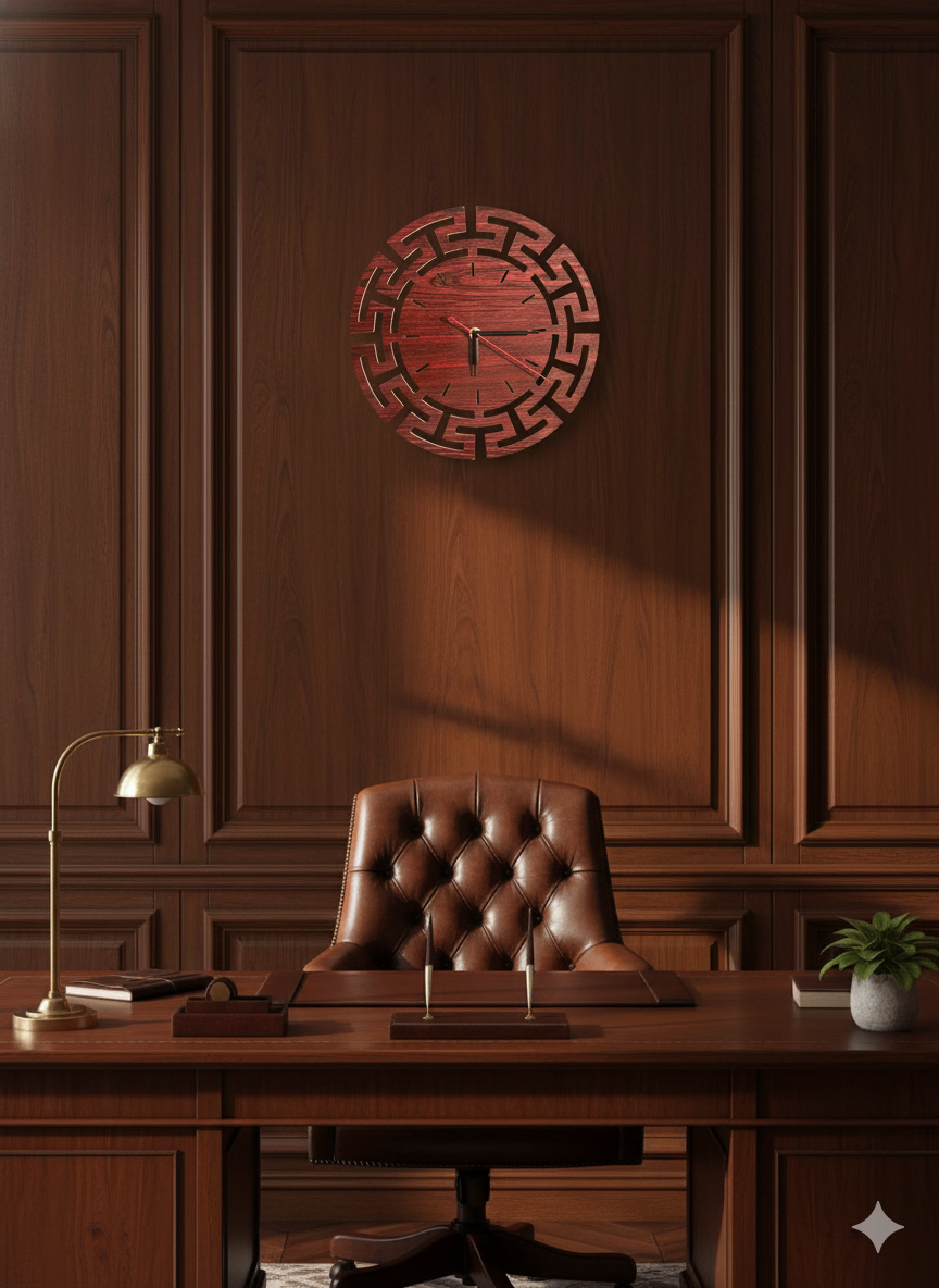 Luxury CNC Wooden Wall Clock | Versace Style Medusa | Silent 6mm | Woodish Walls