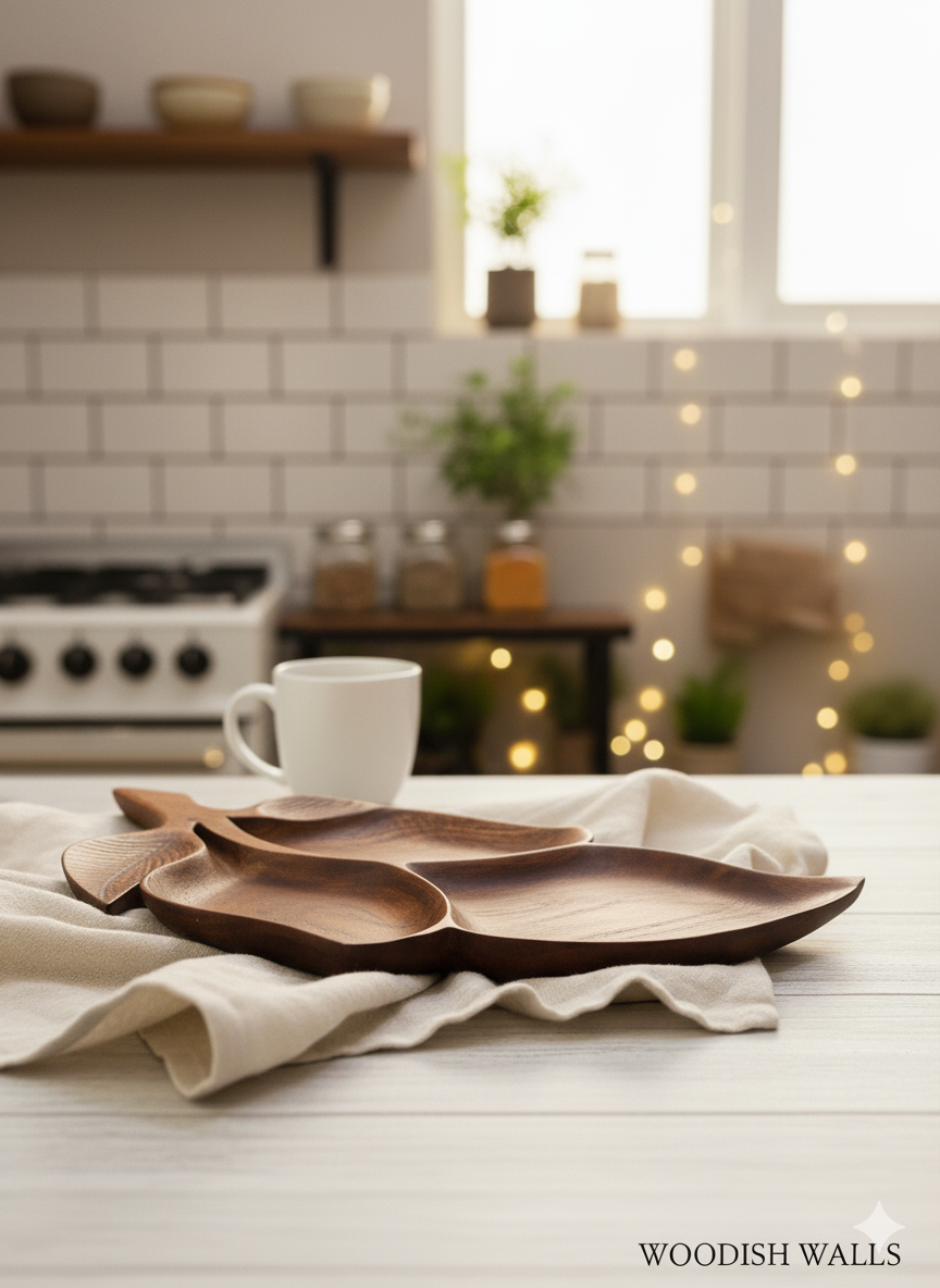 Woodish Walls Premium Wooden Dry Fruit Tray – Handmade Serving Tray for Snacks, Nuts & Home Décor